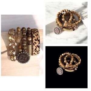 LV pendant stretch bracelet set, set of 5